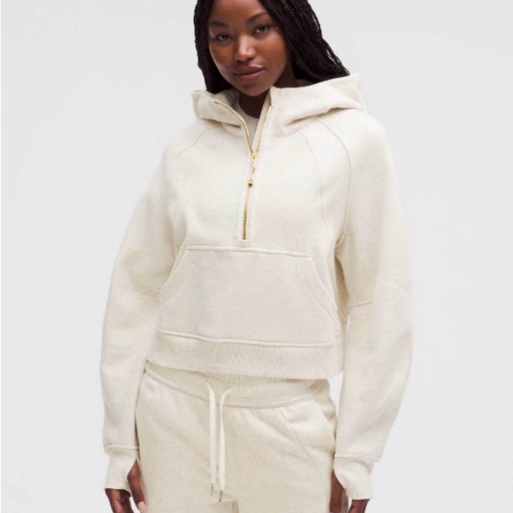 lululemon athletica Cream Half-Zip Hoodie with Gold Zipper